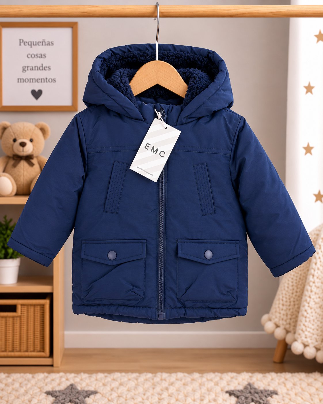 Abrigo Bebé Niño Azul Marino Piccolo Orso