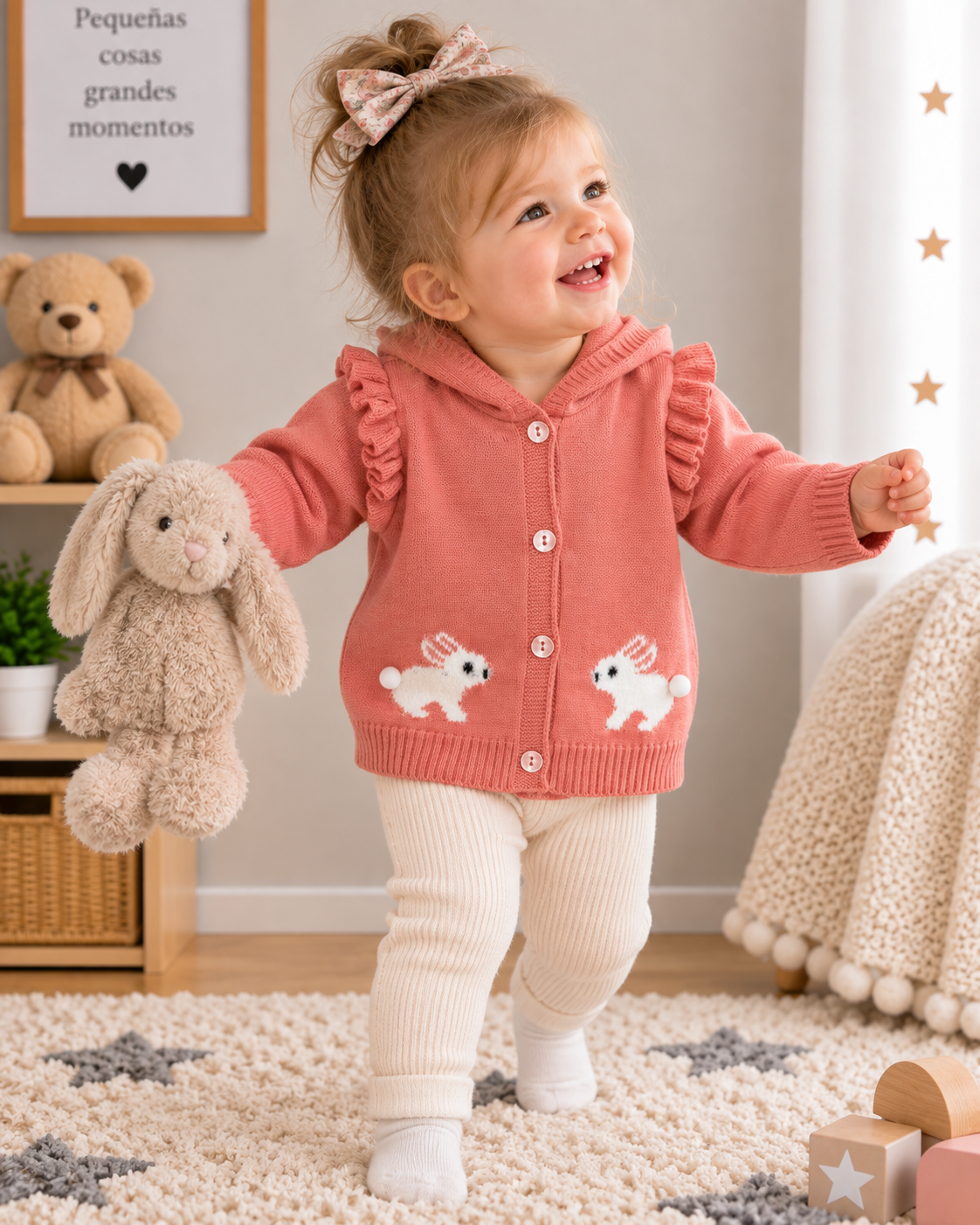 Chaqueta de Punto Bebé Niña Rosa Coniglietta