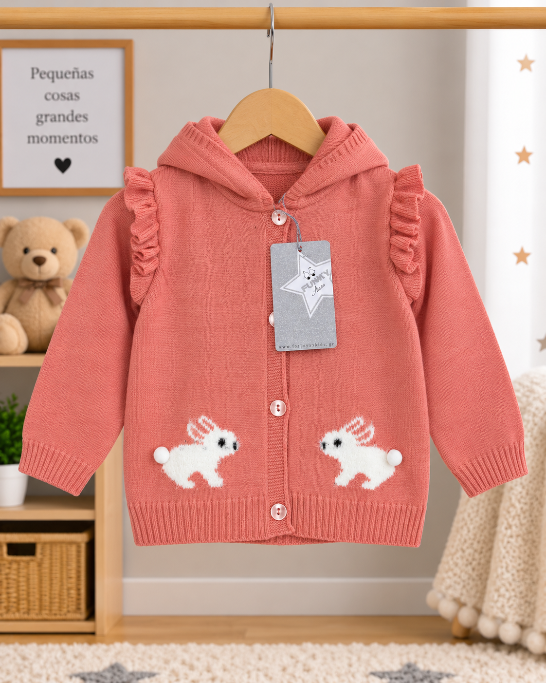 Chaqueta de Punto Bebé Niña Rosa Coniglietta