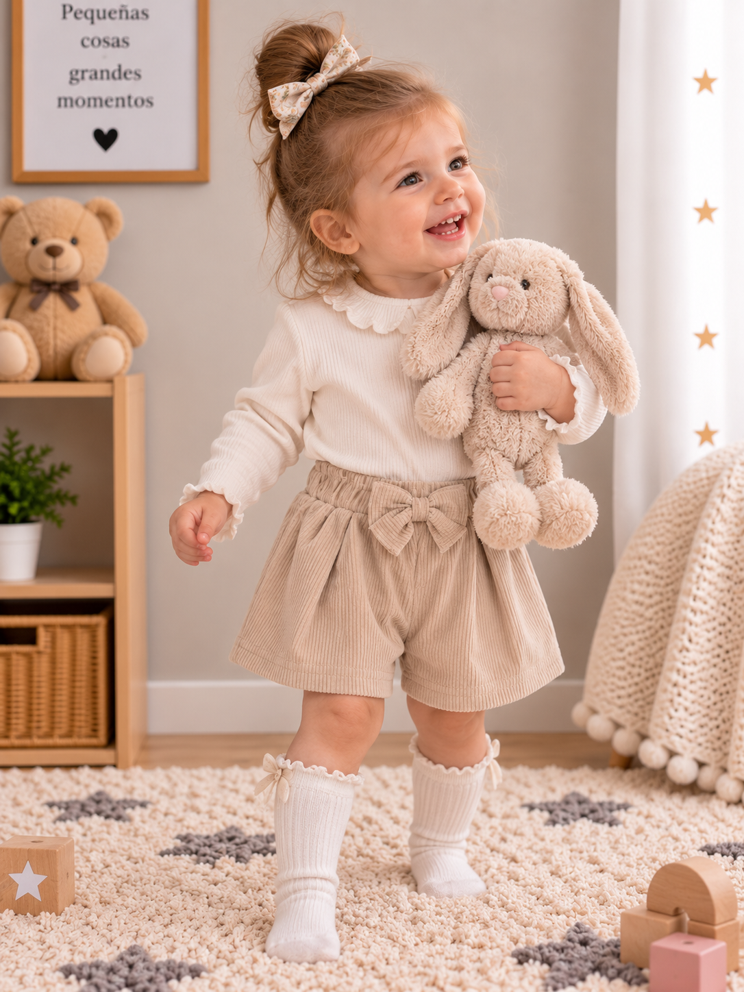 Pantalón de Punto Bebé unisex Beige Fiocco
