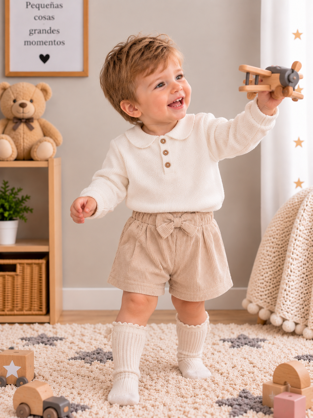 Pantalón de Punto Bebé unisex Beige Fiocco