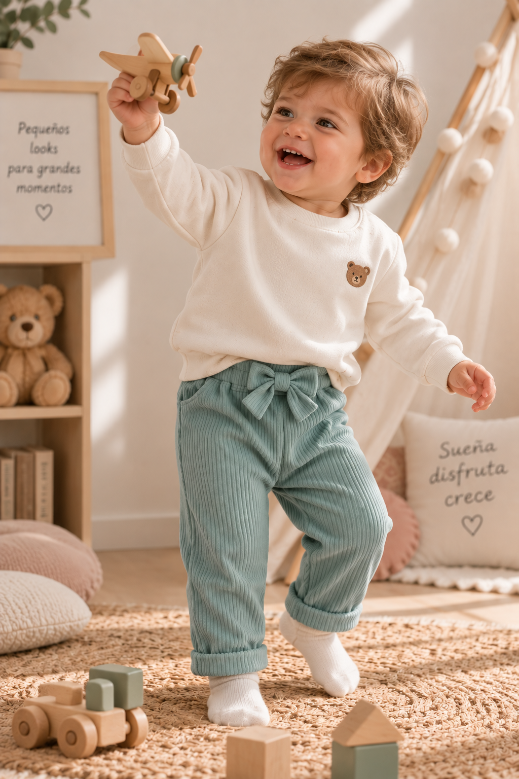 Pantalón Bebé Niño Elio Verde Salvia